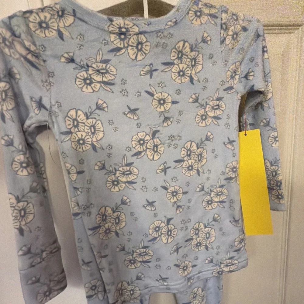 Cat & Jack Blue White Floral Pajama Baby Set Size 2T Soft fleece New